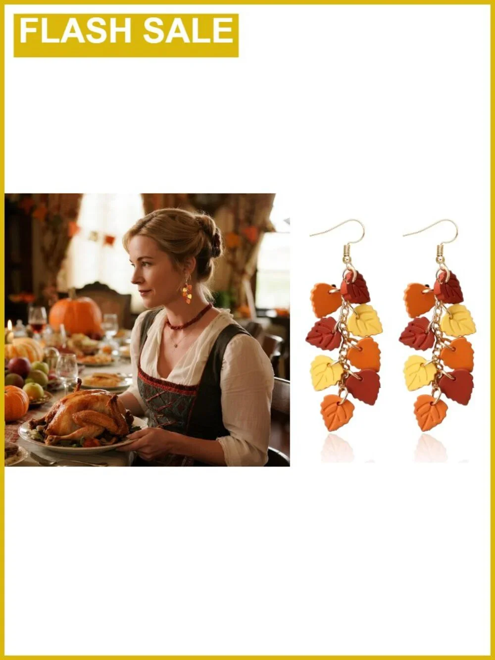 Maple Leaf Dangle Earrings Fall Autumn Jewelry French Hook